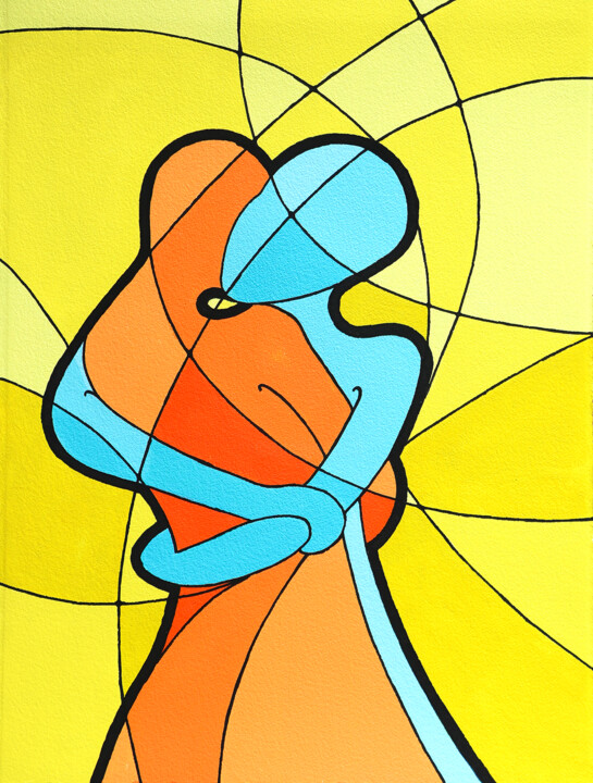 Painting titled "Hug" by Frederic Jacquet, Original Artwork, Acrylic