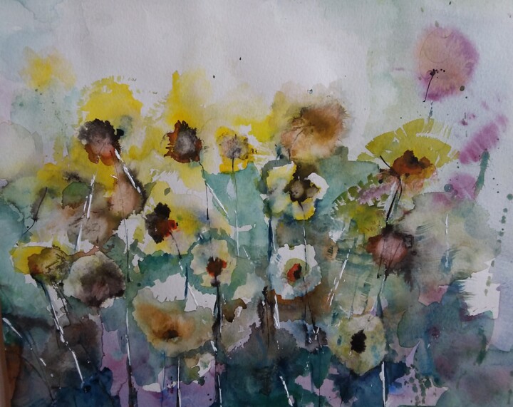 Painting titled "bouquet" by Frederic Jandolo, Original Artwork, Watercolor