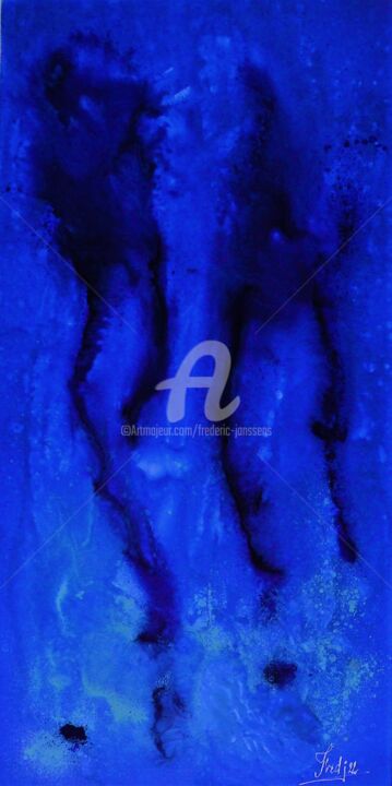 Peinture intitulée "Déambulation bleue…" par Frederic Janssens (Fredj), Œuvre d'art originale, Acrylique