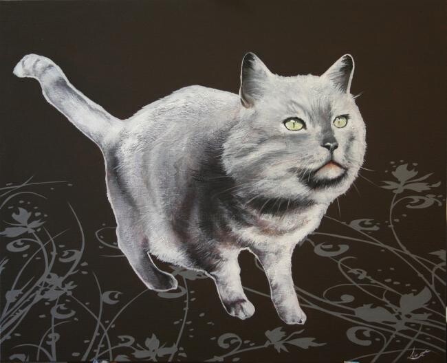 Painting titled "cat" by Frédéric Leleu, Original Artwork