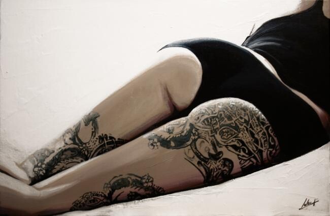 Painting titled "tatoo" by Frédéric Leleu, Original Artwork