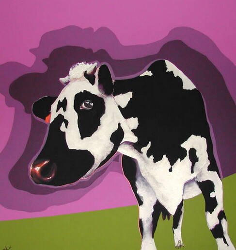 Schilderij getiteld "cow" door Frédéric Leleu, Origineel Kunstwerk