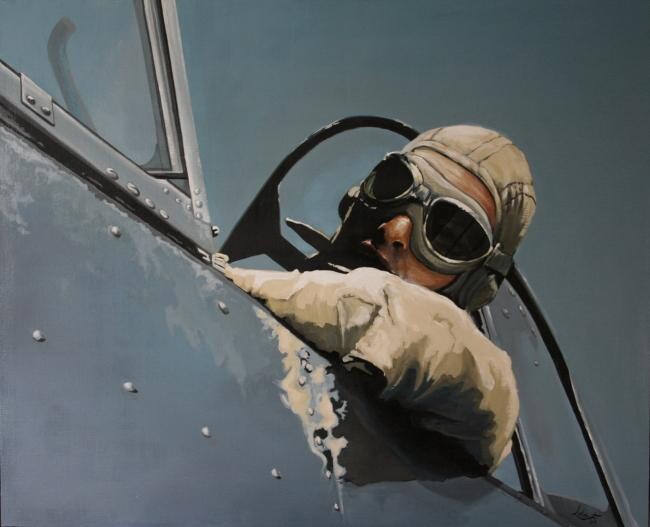 Painting titled "aviator" by Frédéric Leleu, Original Artwork