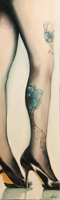 Painting titled "blue flower" by Frédéric Leleu, Original Artwork