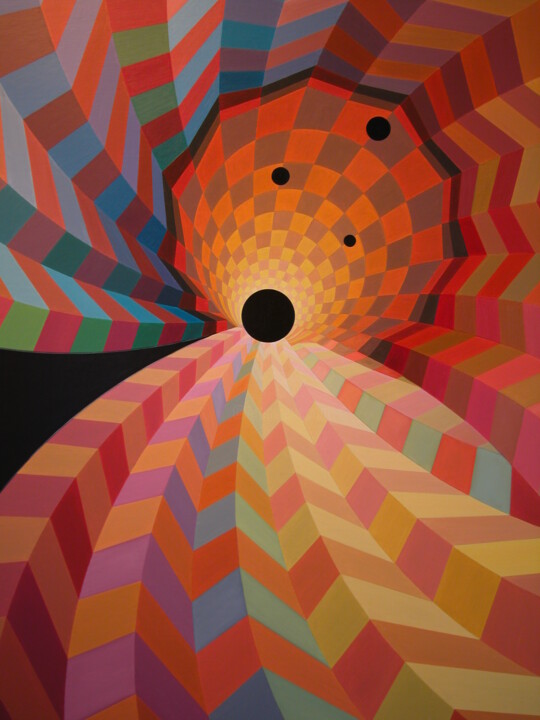 Peinture intitulée "Pensée spatiale" par Frédéric Letrun, Œuvre d'art originale, Huile Monté sur Panneau de bois