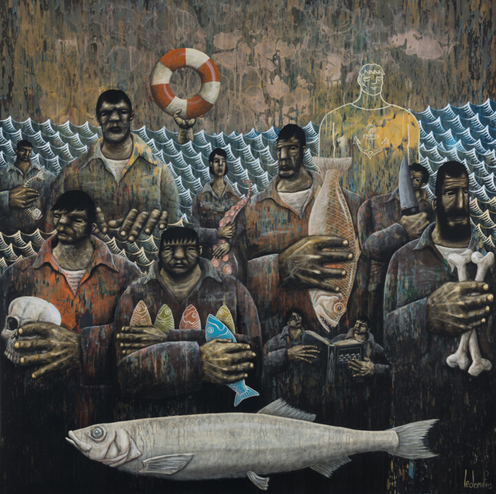 Картина под названием "Les grandes marées" - Frédéric Lucas (ledoeufre), Подлинное произведение искусства, Акрил Установлен…