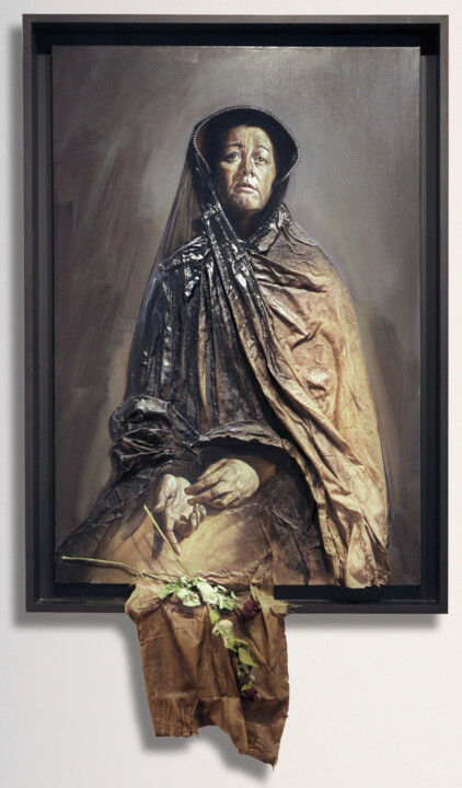 Картина под названием "La dame en noir" - Frédéric Martin, Подлинное произведение искусства, Масло