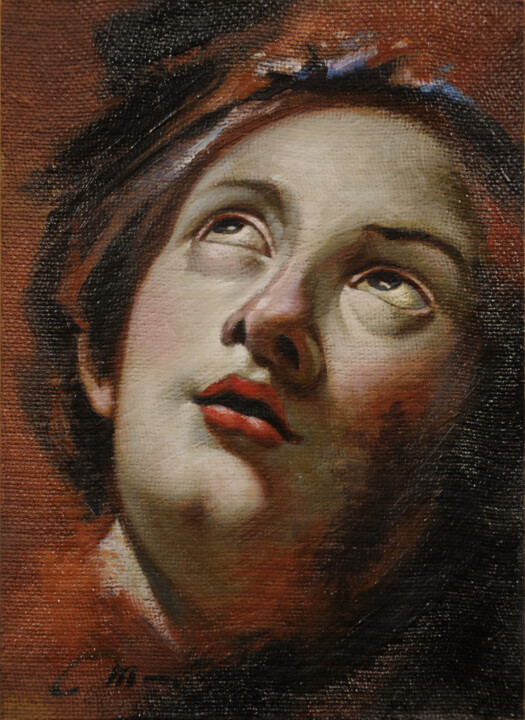 Painting titled "Etude “Au-delà du r…" by Frédéric Martin, Original Artwork, Oil Mounted on Cardboard