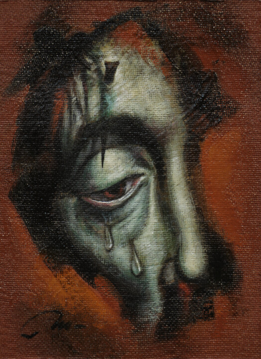 Painting titled "ETUDE “AU-DELÀ DU R…" by Frédéric Martin, Original Artwork, Oil Mounted on Cardboard