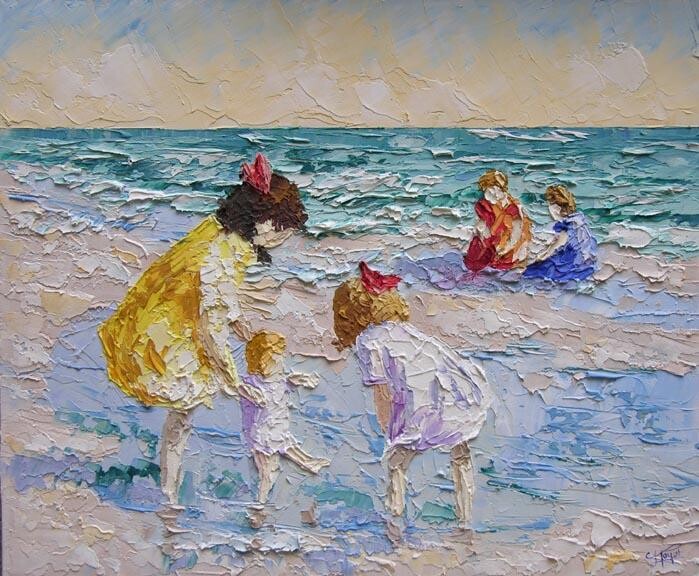 Painting titled "Toulon la plage, So…" by Frederic Payet, Original Artwork
