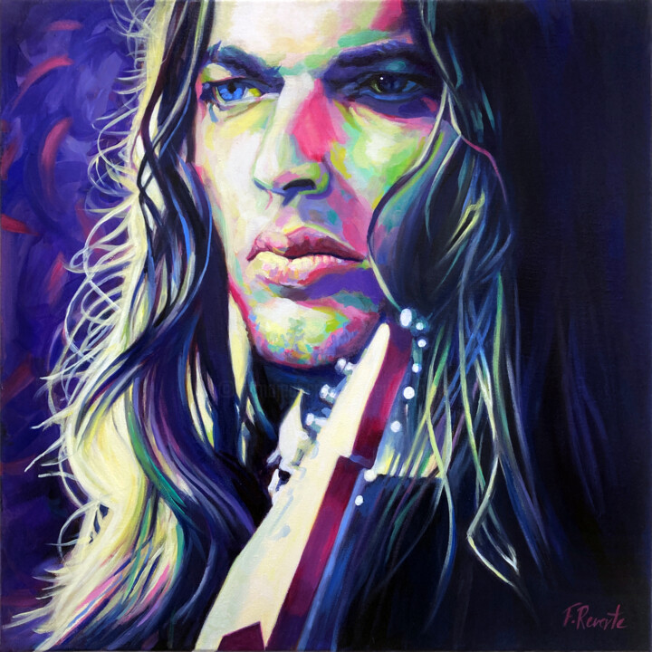 Peinture intitulée "Gilmour Pop" par Frederic Reverte, Œuvre d'art originale, Huile