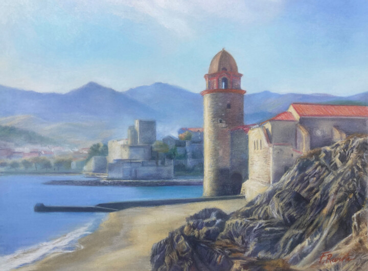 Drawing titled "Collioure" by Frederic Reverte, Original Artwork, Pastel Mounted on Other rigid panel