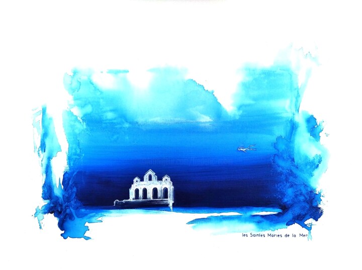 Painting titled "les Saintes Maries…" by Frédéric Robin, Original Artwork, Acrylic