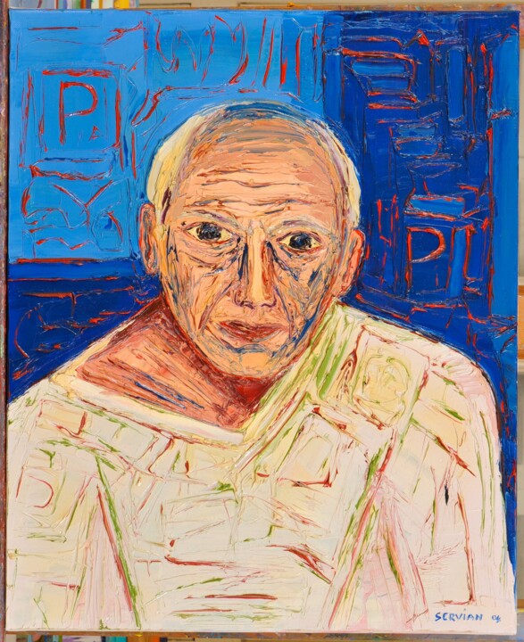 Painting titled "pablo picasso" by Frederic Servian, Original Artwork, Oil