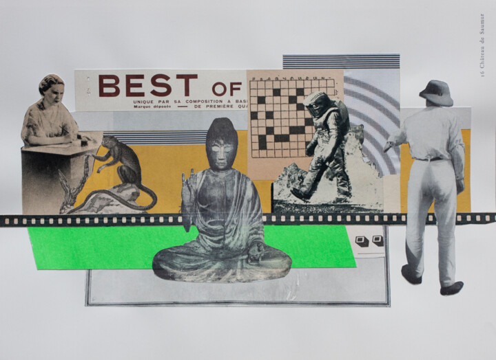 Collages intitulée "La leçon du Bouddha" par Frédéric Villbrandt, Œuvre d'art originale, Collages