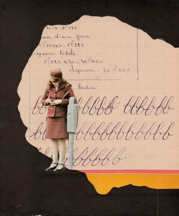 Collagen mit dem Titel "Écriture" von Frédéric Villbrandt, Original-Kunstwerk, Collagen
