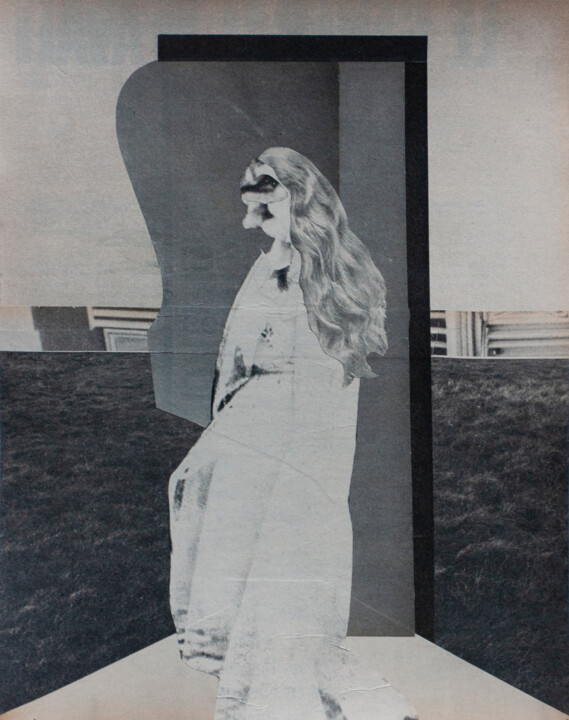 Collages intitolato "Dame en blanc" da Frédéric Villbrandt, Opera d'arte originale, Collages