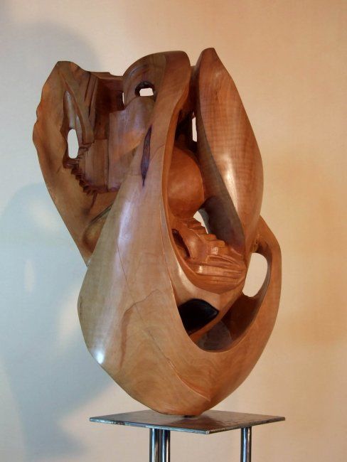 Sculpture intitulée "Naissance d'un mond…" par Frédéric Boiron, Œuvre d'art originale, Bois