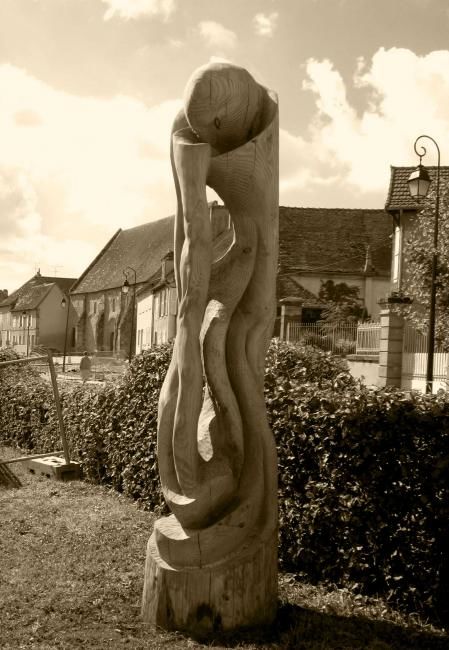 Rzeźba zatytułowany „La pause du pélerin” autorstwa Frédéric Boiron, Oryginalna praca, Drewno
