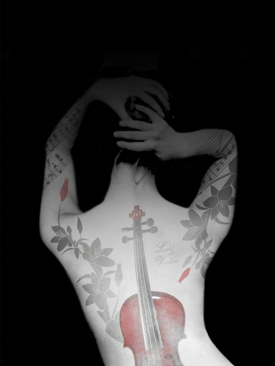 Arte digital titulada "Lady Violin" por Frédéric Bouillet, Obra de arte original, Foto-montaje