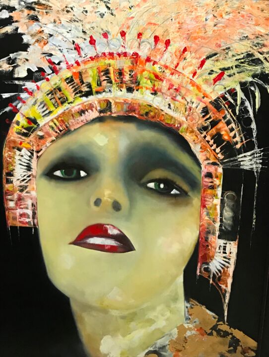 Malerei mit dem Titel "Ziegfeld Girl" von Frederick Lyle Morris, Original-Kunstwerk, Öl