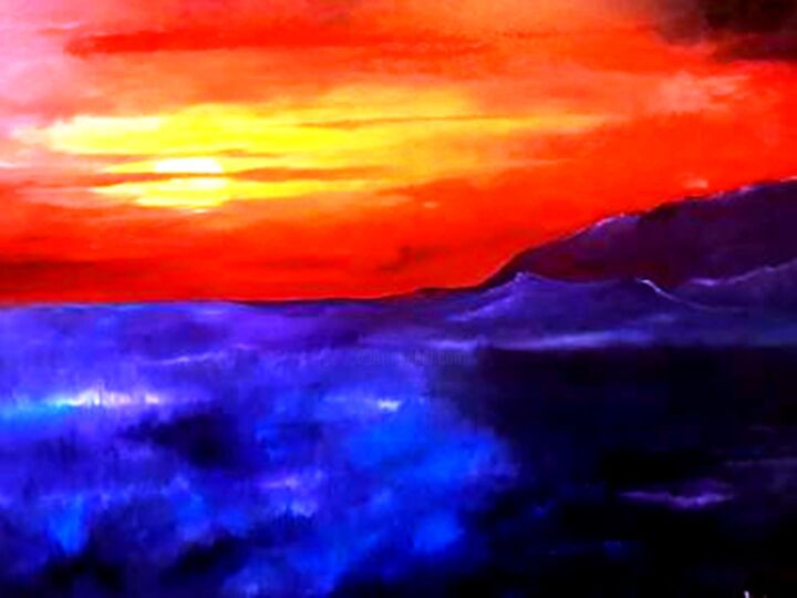 Painting titled "Sun Set" by Frederick Lyle Morris, Original Artwork, Oil