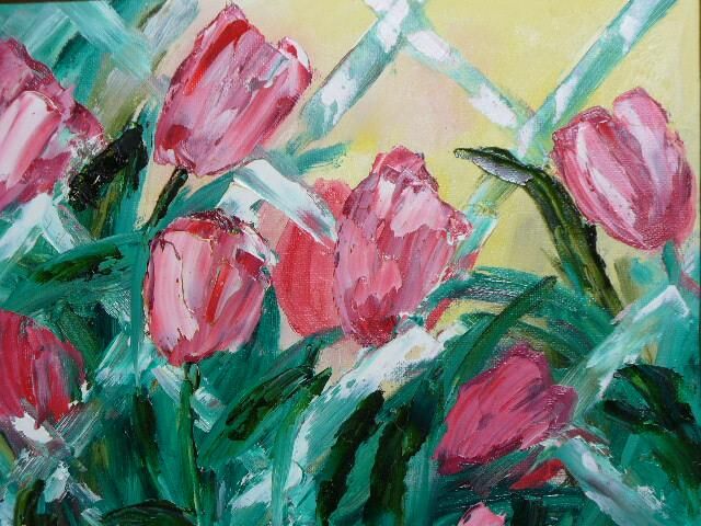 Painting titled "Tulips in Spring" by Frederick Lyle Morris, Original Artwork