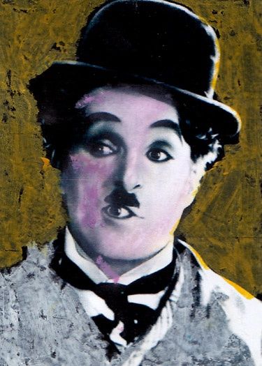 Painting titled "chARLIe_chAPliN_" by Frederick Epistola, Original Artwork, Oil