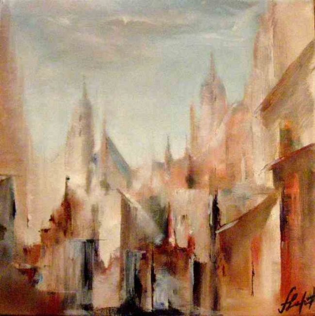 Painting titled "Ville II" by Frédéric Loquet, Original Artwork