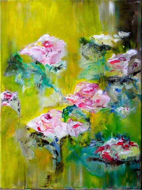 Painting titled "Roses" by Frédéric Loquet, Original Artwork