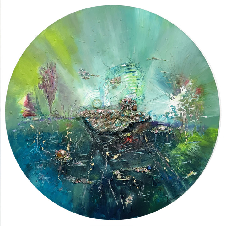 Peinture intitulée "Les fonds marins" par Frédérique Chabin-Riviere, Œuvre d'art originale, Acrylique