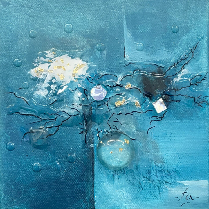 Painting titled "Ice blue one" by Frédérique Chabin-Riviere, Original Artwork, Acrylic