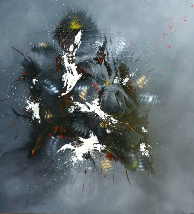 Peinture intitulée "Combat de haut vol" par Frédérique Chabin-Rivière, Œuvre d'art originale, Acrylique