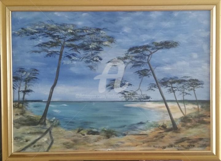 Peinture intitulée "pins-maritimes-sur-…" par Frederique Colombelle, Œuvre d'art originale, Acrylique
