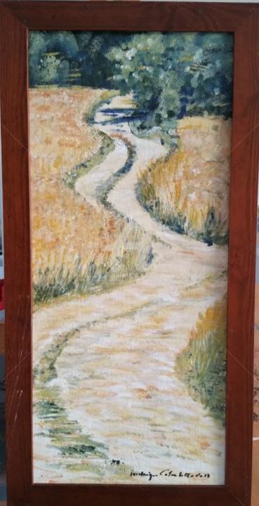 Peinture intitulée "le-petit-chemin-" par Frederique Colombelle, Œuvre d'art originale, Acrylique