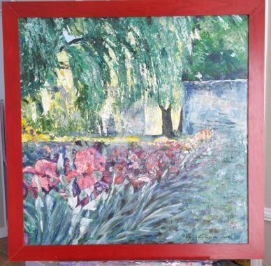 Painting titled "paysage-herault-les…" by Frederique Colombelle, Original Artwork, Acrylic