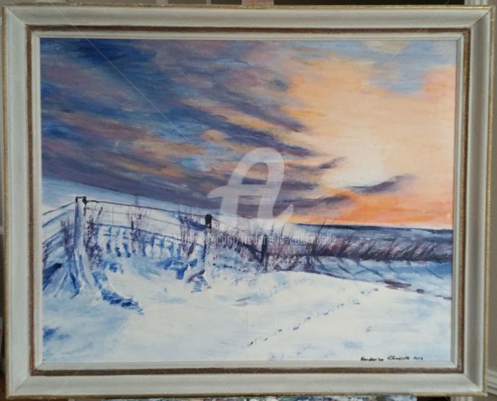 Peinture intitulée "Paysage-de-neige-La…" par Frederique Colombelle, Œuvre d'art originale, Acrylique