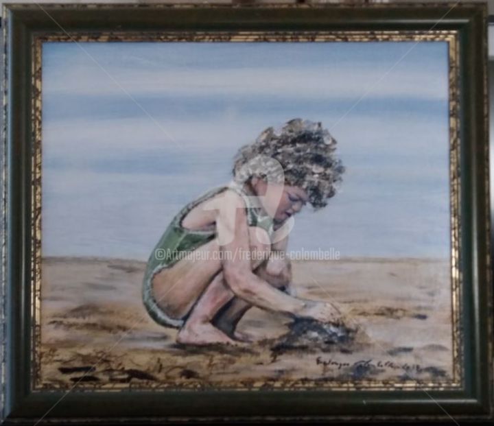 Peinture intitulée "La-petite-fille-a-l…" par Frederique Colombelle, Œuvre d'art originale, Acrylique