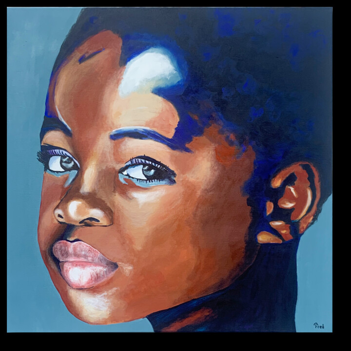Painting titled "TIANA" by Frédérique Daudenet, Original Artwork, Acrylic Mounted on Wood Stretcher frame