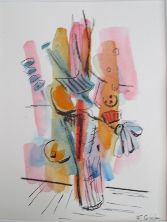 Peinture intitulée "Fleurs et bourgeons" par Frédérique Girin, Œuvre d'art originale, Aquarelle Monté sur Plexiglas