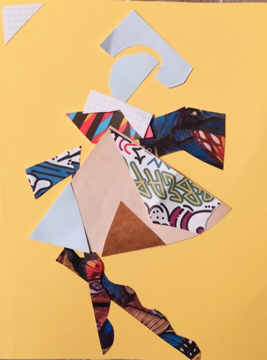 Collages intitulée "Danse en costume" par Frédérique Girin, Œuvre d'art originale, Collages Monté sur Plexiglas