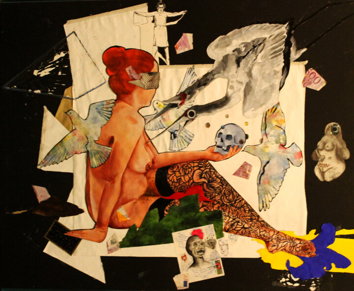 Painting titled "Le sabbat de la sor…" by Frédérique Lanquetin, Original Artwork, Acrylic