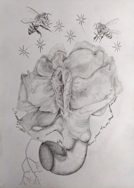 Rysunek zatytułowany „comment dansent les…” autorstwa Frédérique Lanquetin, Oryginalna praca, Ołówek