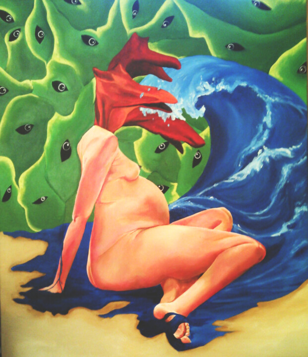 Malerei mit dem Titel "Je te vois" von Frédérique Lanquetin, Original-Kunstwerk, Acryl