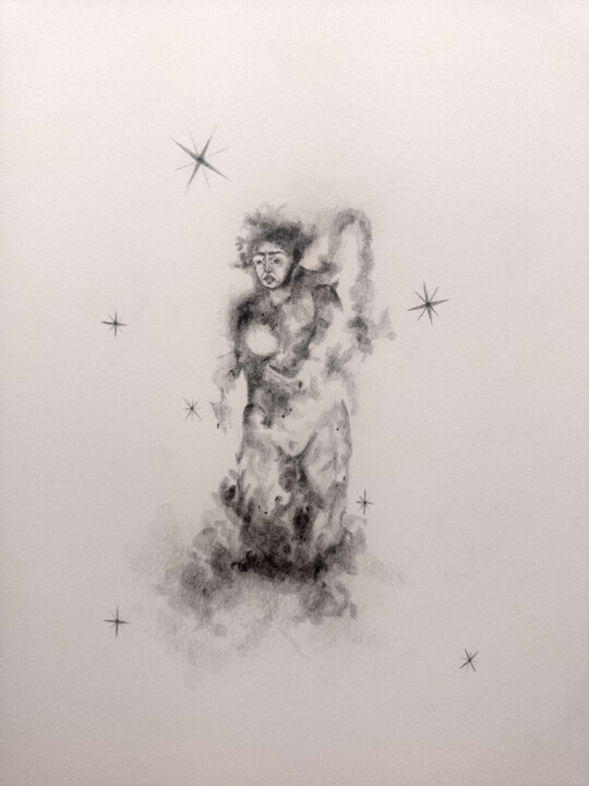 Zeichnungen mit dem Titel "constellation" von Frédérique Lanquetin, Original-Kunstwerk, Bleistift