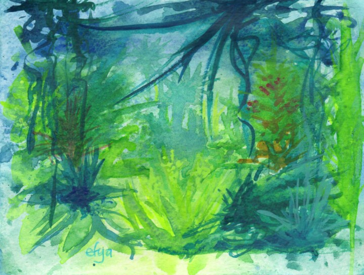 Peinture intitulée "Jungle-I" par Frederique Loudin, Œuvre d'art originale, Aquarelle