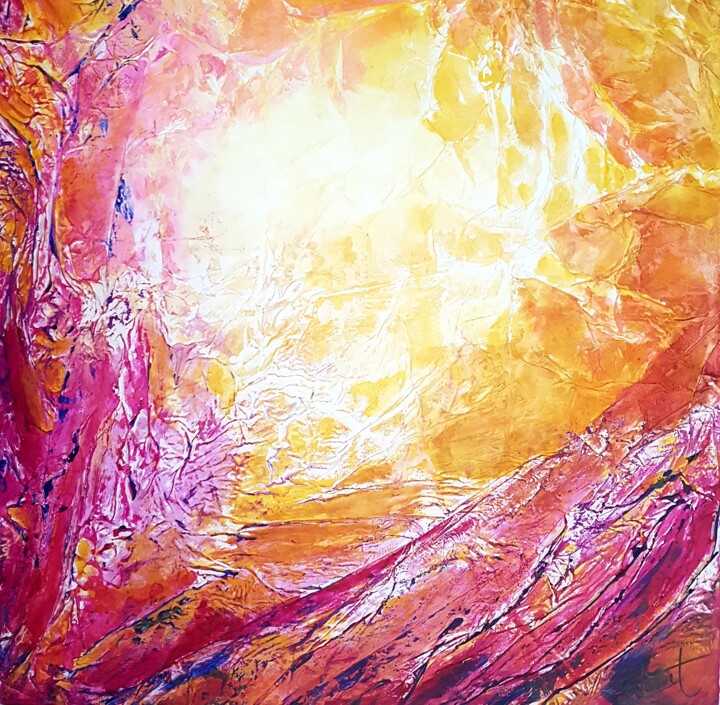 Peinture intitulée "Soleil couchant" par Frédérique Louvet, Œuvre d'art originale, Acrylique