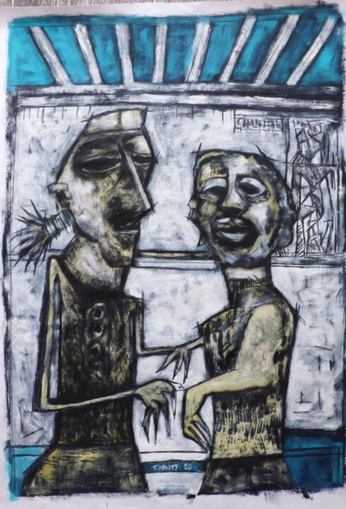 Painting titled ""couple 2020"" by Frédérique Manley, Original Artwork, Oil