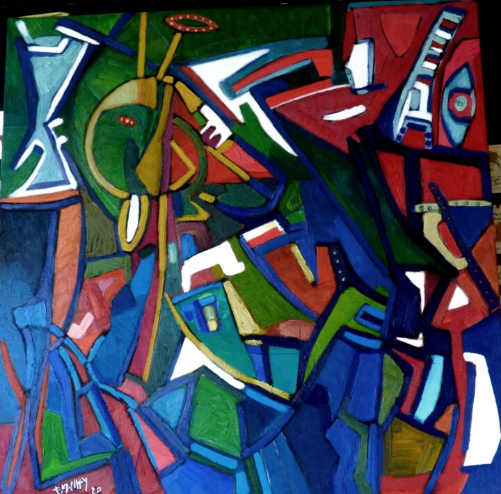 Painting titled ""Ambiance d'août 20…" by Frédérique Manley, Original Artwork, Oil