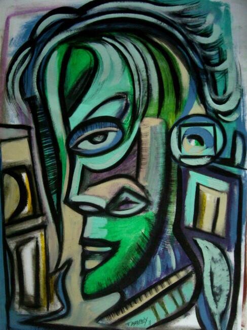 Painting titled "visage de juin 2011" by Frédérique Manley, Original Artwork